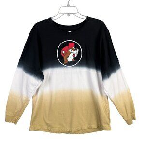 Buc-Ees Men's L Long Sleeve Tee Shirt 100% Cotton Black White Beige